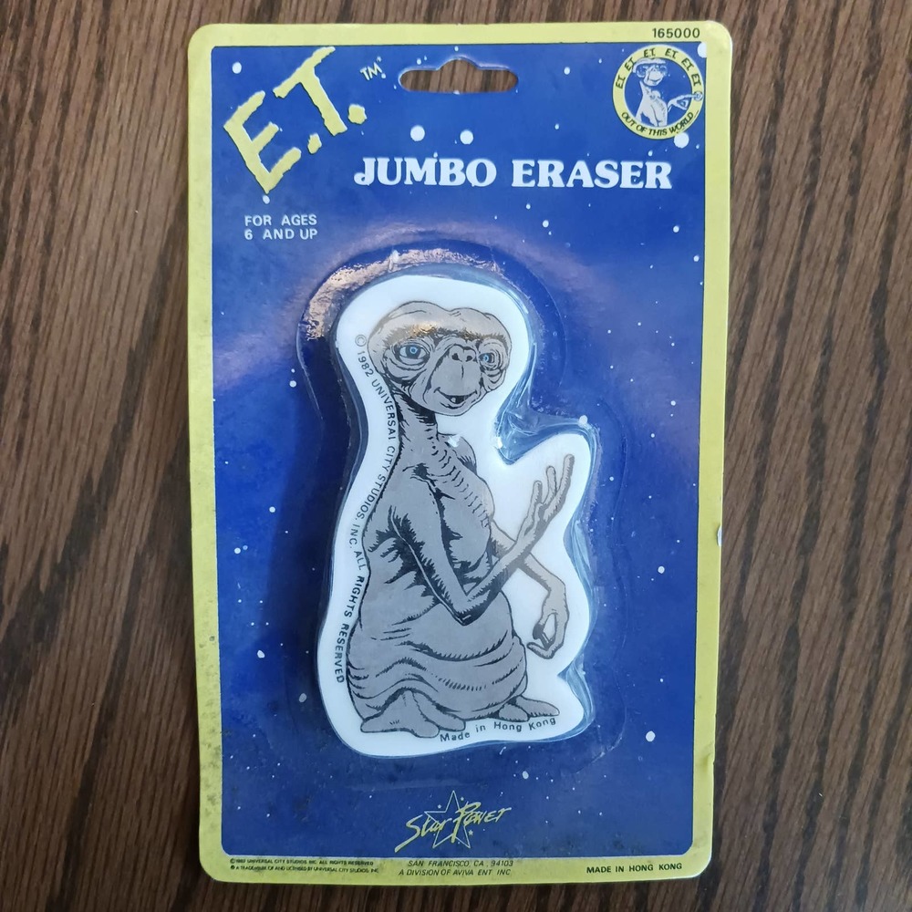 Nwt in box Vintage 1982 E.T. etra terrestrial Jumbo Large Erasers U